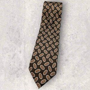 RUBINACCI Silk Tie ITALY XL Brown Orange Beige Floral W:3.7" EUC